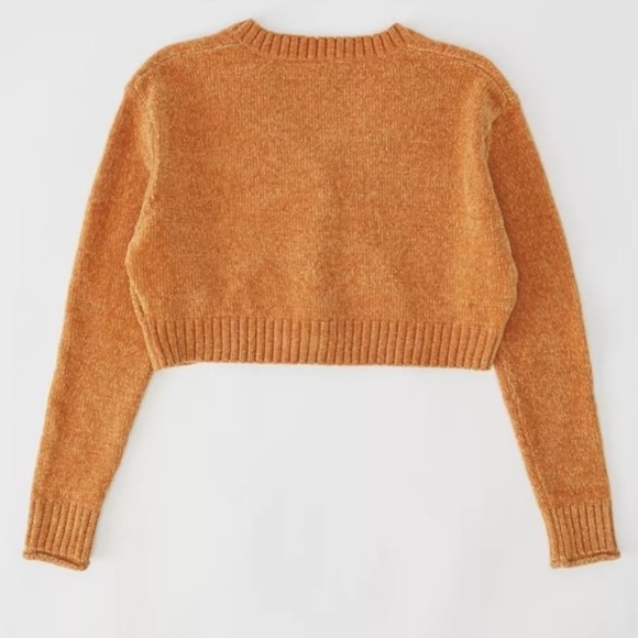 ⭐UO Maura Chenille Cropped Cardigan gold orange XS - Picture 6 of 11